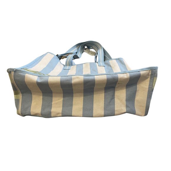 MAGNOLIA Large Canvas Tote Bag Cross Nautical Blue Stripe Farmhouse Beach Travel - Picture 10 of 11